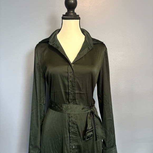 Babaton Dresses & Skirts - Aritzia Babaton Forest Green Button-Up Midi Dress w/ Belt size 2
